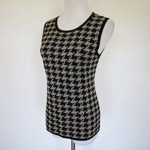 Preston & York Black and Cream Houndstooth Blouse
